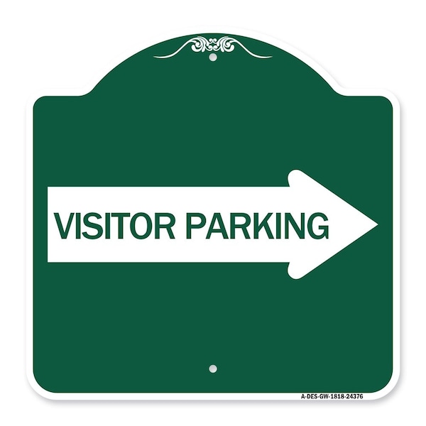 Signmission Visitor Parking W/ Right Arrow, Green & White Aluminum Architectural Sign, 18" x 18", GW-1818-24376 A-DES-GW-1818-24376 - main